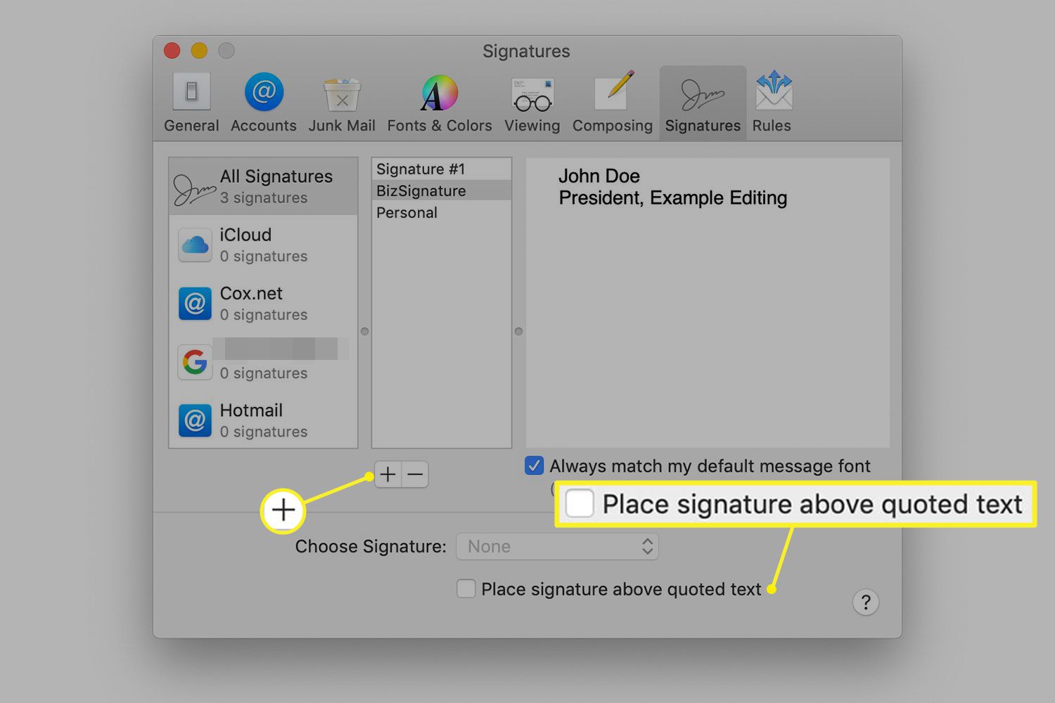 microsoft outlook for mac signature insert in wrong place